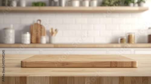 Wooden Cutting Board in Kitchen Setting
