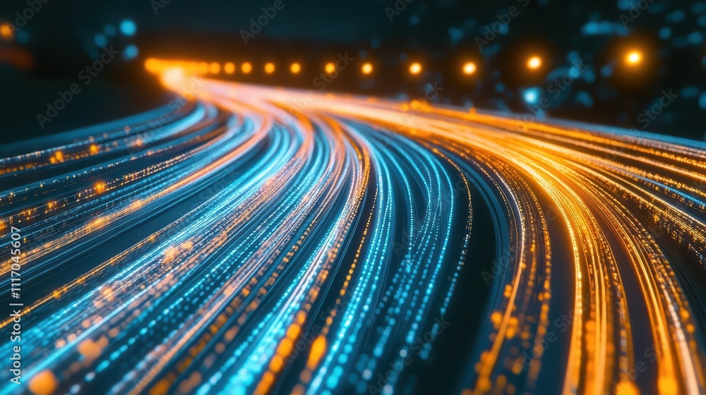Fototapeta premium Abstract light trails in vibrant colors, representing movement and energy.
