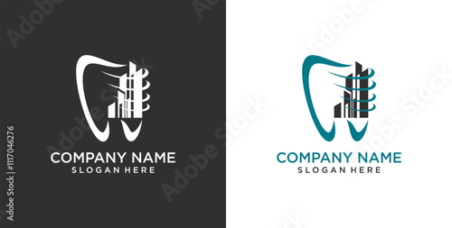 Dentist house logo design. Tooth home creative vector logo
