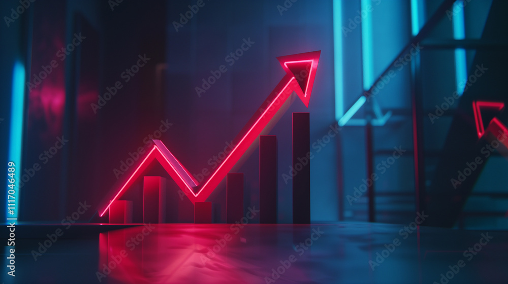 ''Red upward arrow graph showing rising trend, cut out' ''Red upward arrow graph showing rising trend, cut out'