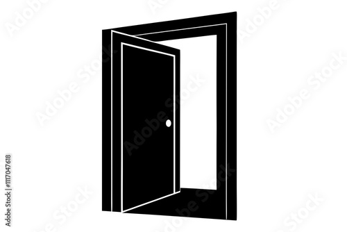 Open door | isolated vector silhouette illustration on white background