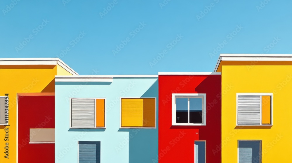 Colorful houses against a clear blue sky. Colorful houses against a clear blue sky.
