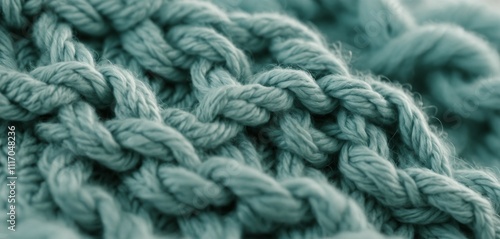 Close-up of knitted wool texture with softly blurred threads