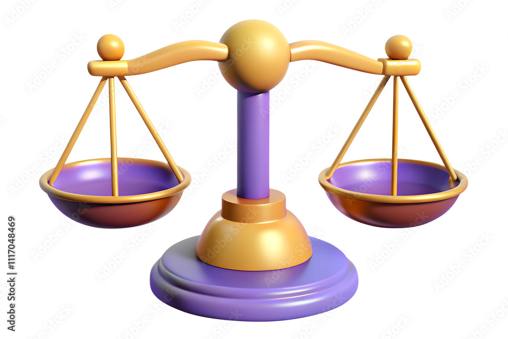 scale of justice 3d icon in cartoon plastic style minimal isolated on transparent white background, clipping path scale of justice 3d icon in cartoon plastic style minimal isolated on transparent white background, clipping path