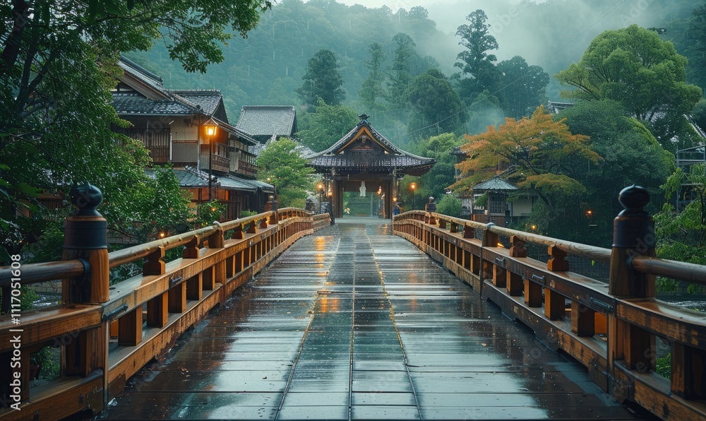 Fototapeta premium Natural views of Japanese cities with beautiful building structures and nature ai generated