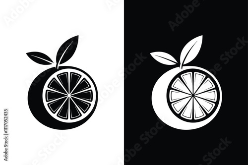 Citrus Fruit Icon silhouette. Fresh Grapefruit and Mandarin Vector Illustrations
