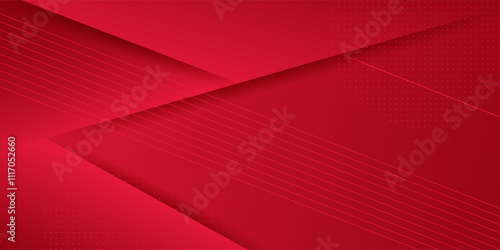 Abstract 3D geometric background in bright red color overlapping with simple square pattern. Red color and line design. Modern with simple concept. eps10