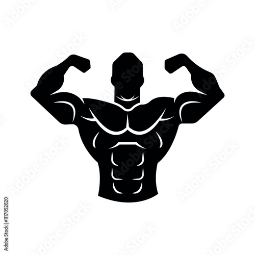 Bodybuilder icon man silhouette of a strong man icon body building muscles vector