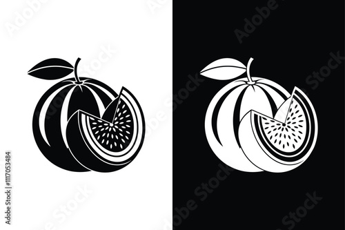 Honeydew Fruit Glyph Icon. Stylish Black and White Silhouette Designs