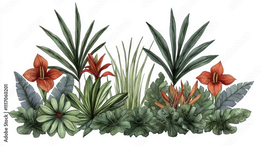 Obraz premium Tropical Watercolor Botanical Illustration | Watercolor illustrations