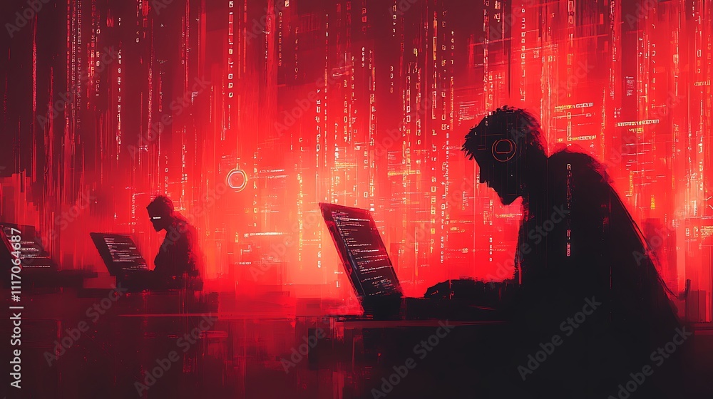 Close-up cybersecurity operations in dark abstract digital art Close-up cybersecurity operations in dark abstract digital art
