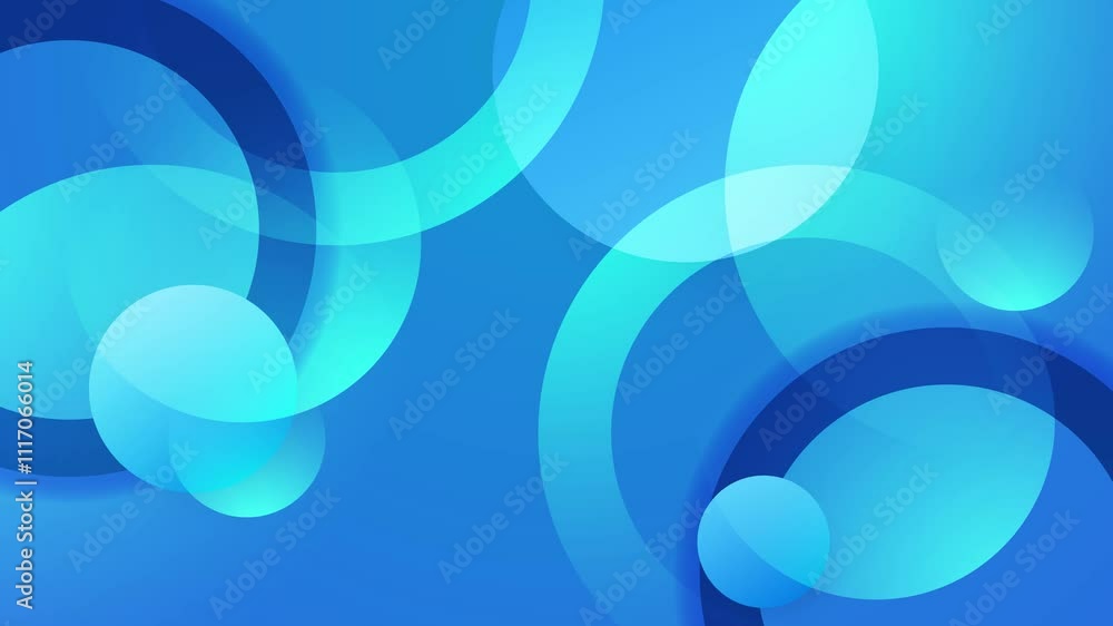 a seamless blue geometric abstract with overlapping gradient circles on blue background seamless 4k video background motion pop art design