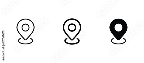 pin maps icon set, pin location icon vector	