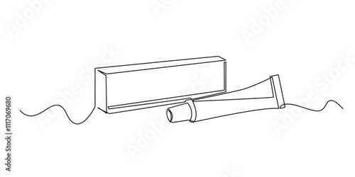 continuous line drawing of ointment.one line drawing of ointment medicine prescribed by doctor.single line vector illustration.isolated white background