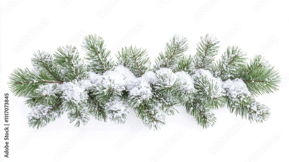 Fototapeta premium Snow Covered Pine Branches Festive Winter Decor Christmas Decoration Holiday Season