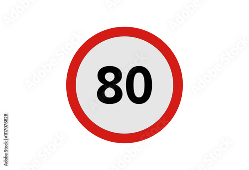 Symbol Speed ​​limit highway sign 80km photo