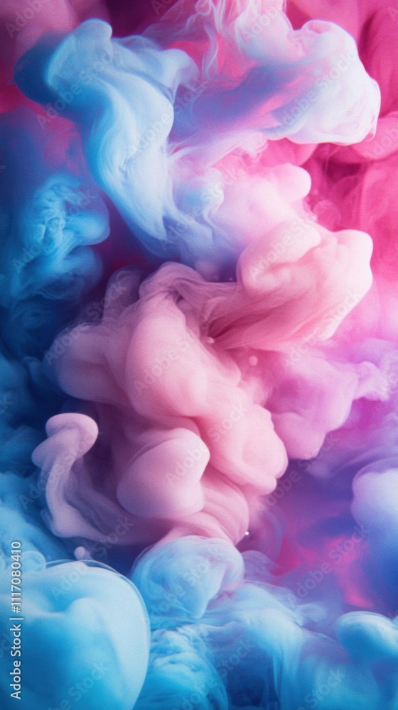 Fototapeta premium Abstract Colorful Ink Swirls Dance in Water, Dreamlike Visuals Evoke Serenity, Peaceful Underwater Fantasy