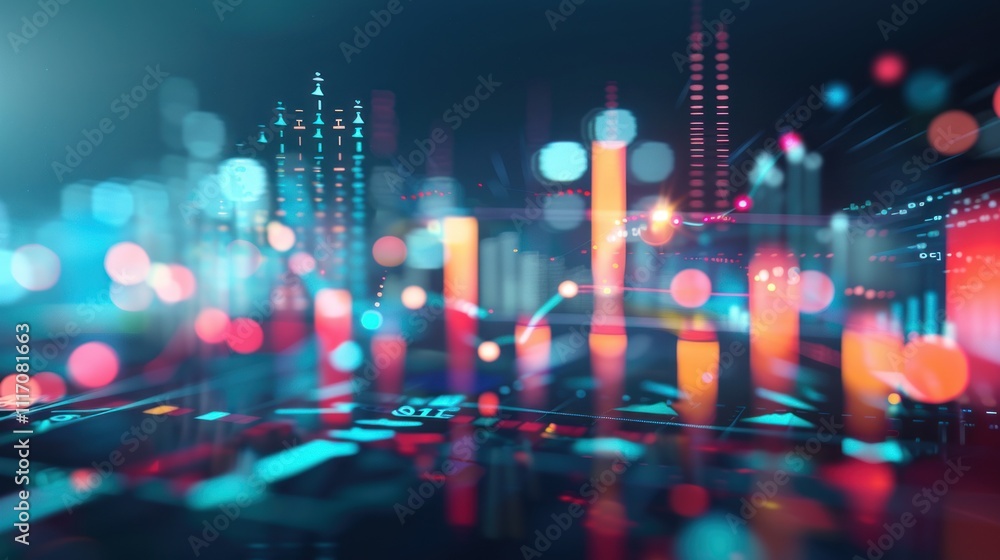 Obraz premium Abstract Digital Data Visualization with Blurry Background