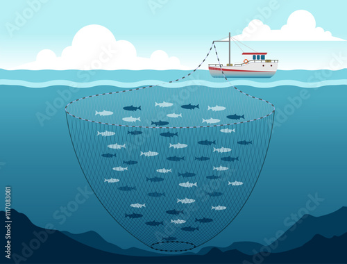 Fishing Vessel With Fishing Nets