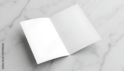 Partially Unfolded Two-Fold Brochure Mockup on Concrete Surface