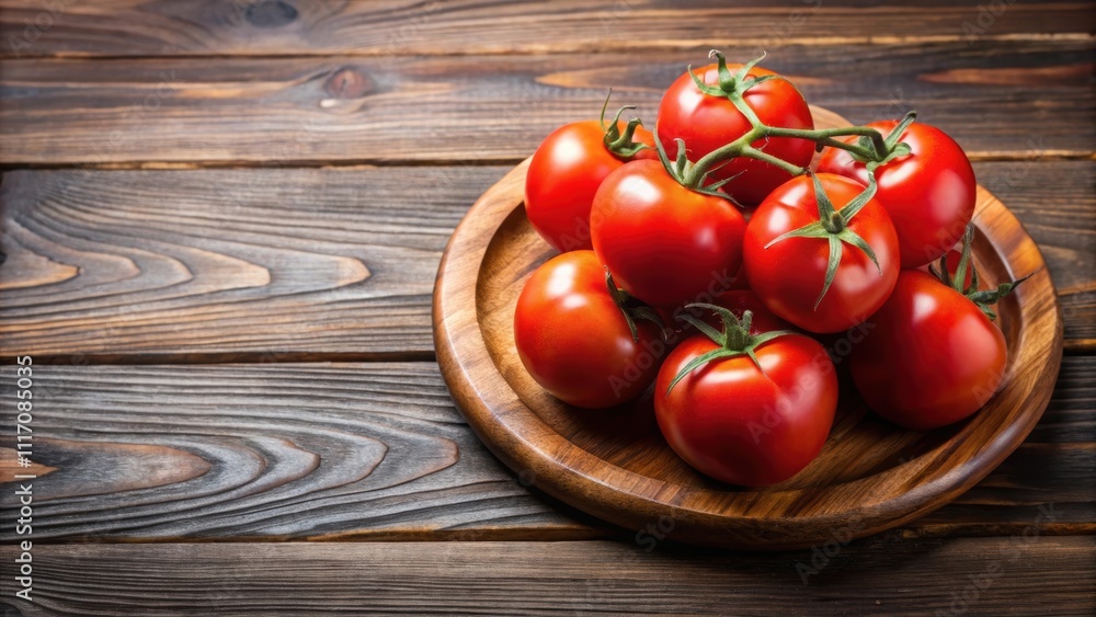 Fresh red tomatoes on a wooden plate with a background, red, tomatoes, fresh, wooden plate, background, organic, healthy, vibrant Fresh red tomatoes on a wooden plate with a background, red, tomatoes, fresh, wooden plate, background, organic, healthy, vibrant