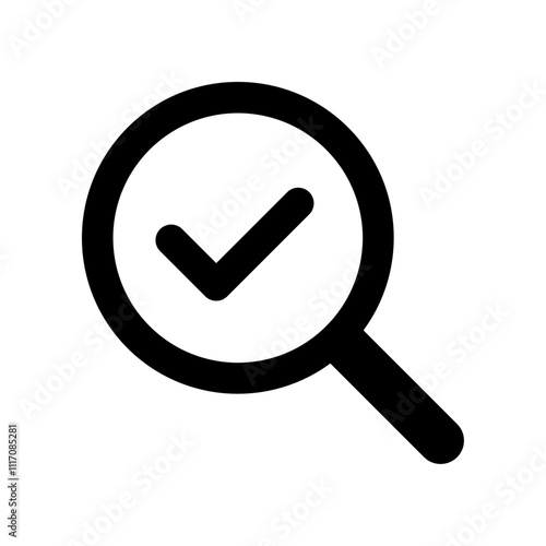 Magnifying glass with check mark icon