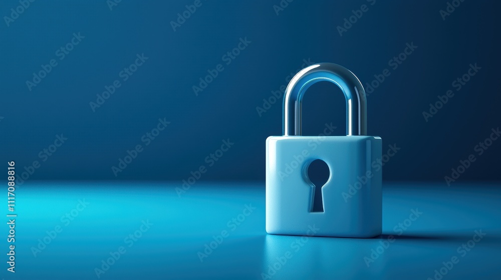 Sleek blue padlock on a vibrant background Sleek blue padlock on a vibrant background