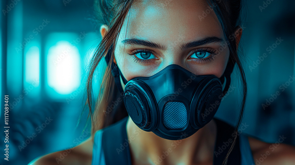 sports woman with face mask sports woman with face mask