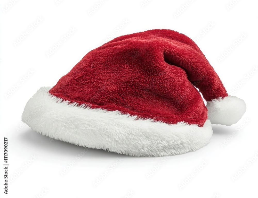 Red Santa hat isolated on a white background, with no shadow, no reflection, and no text or other elements inside the shape of Santa's cap Red Santa hat isolated on a white background, with no shadow, no reflection, and no text or other elements inside the shape of Santa's cap