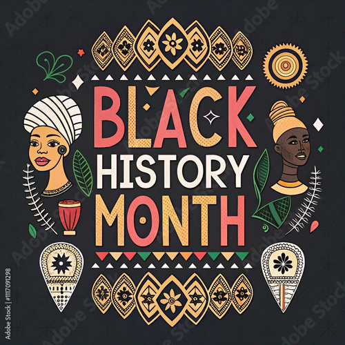 Black history month celebrate Abstract Illustration Design with graphic elements