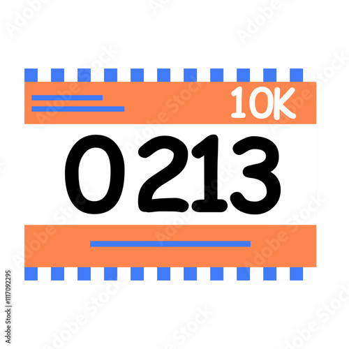 Race Bib 10KM. Vector Illustration