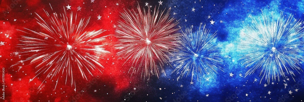 Naklejka premium A spectacular fireworks show captivates viewers with its colorful explosion in the night.