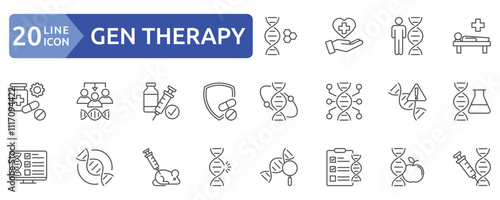 Gen therapy icon set