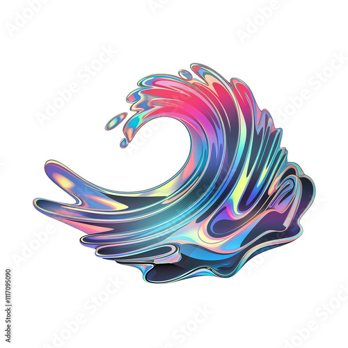 Liquid Waves Icon illustration on transparent background  or beautiful abstract colorful water art concept photo