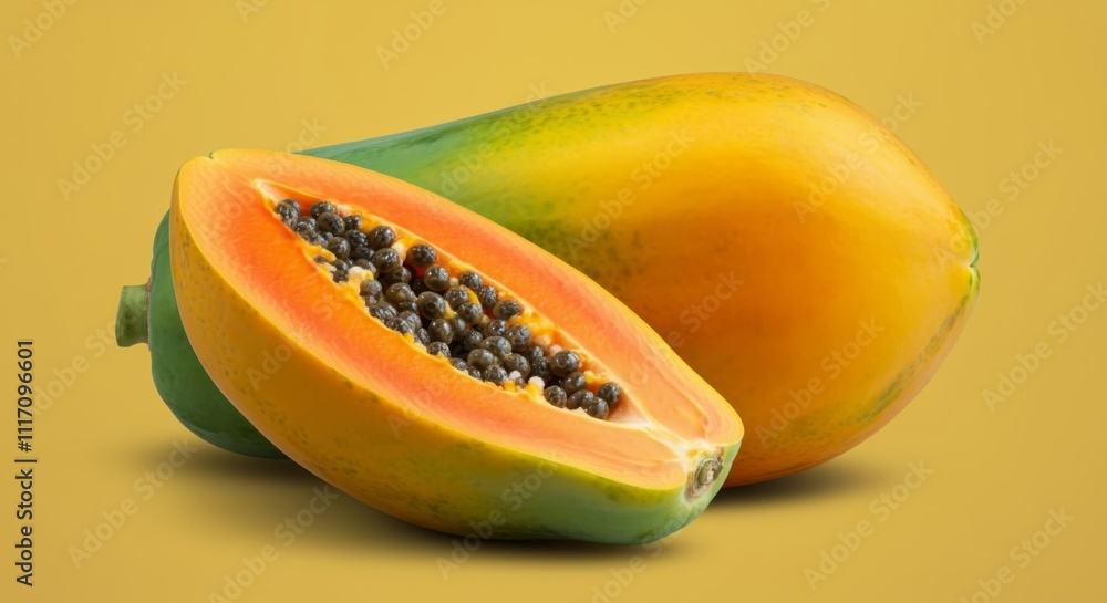 custom made wallpaper toronto digitalFresh Ripe Papaya Isolated with Natural Shadow