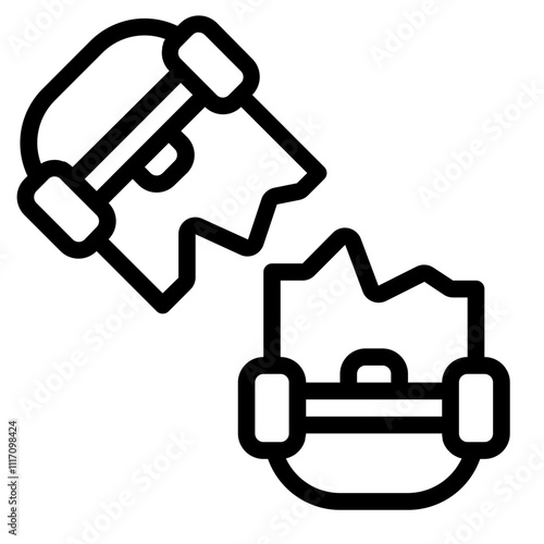 Broken Skateboard Line Icon