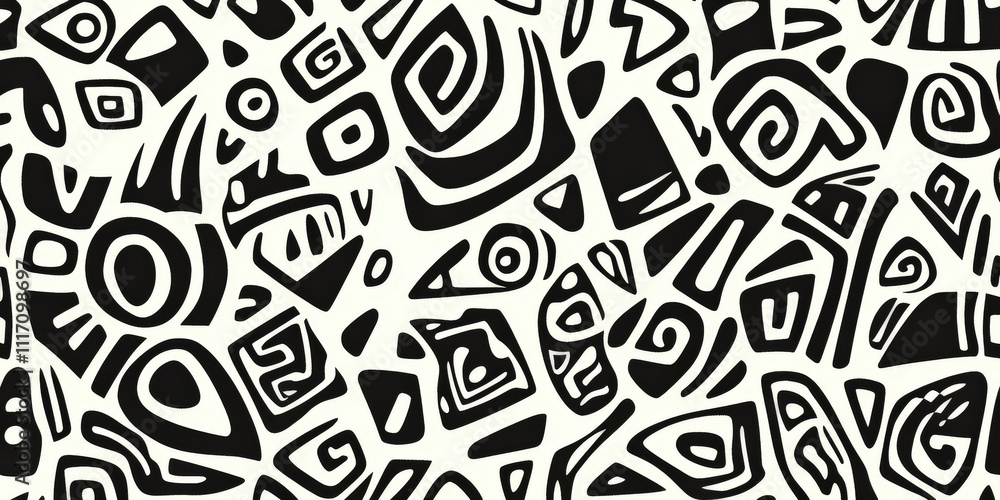 Naklejka premium Captivating black and white pattern reflecting cultural heritage through modern design.