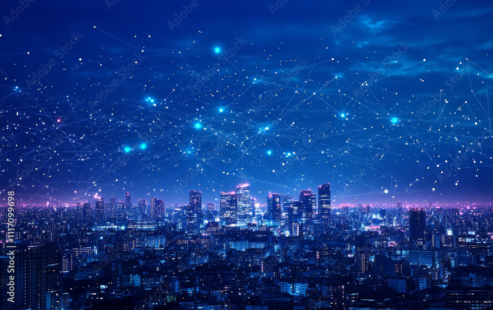 Fototapeta premium Night sky over the city