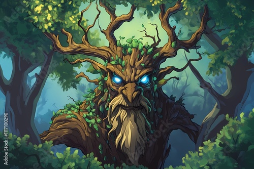 Ancient Treant of the Mystical Forest: A Digital Painting photo