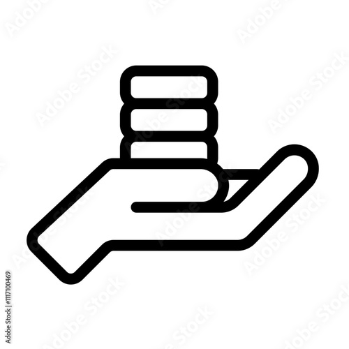 Coins in Palm Line Icon