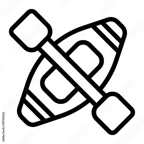 Kayak and Paddle Line Icon