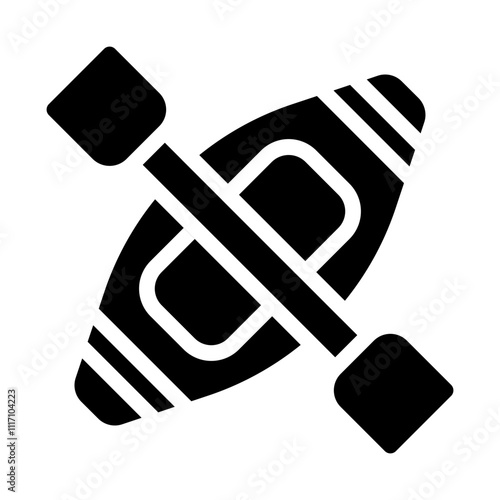 Kayak and Paddle Solid Icon