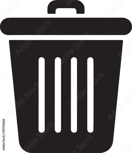 trash can minimal silhouette style vector art illustration on a white background.
