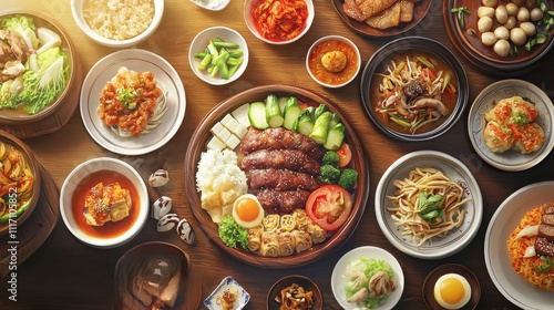 Wallpaper Mural Delicious Korean Festive Food Table Abundant New Year s Meal Torontodigital.ca