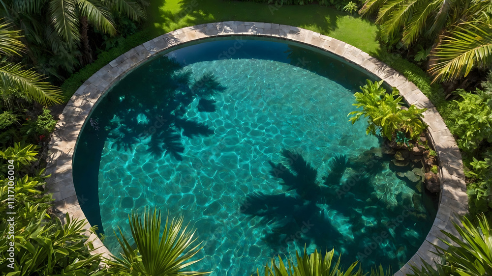 Fototapeta premium Tropical garden with a serene pool