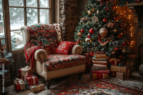 High-resolution image of a cozy Christmas rea photo