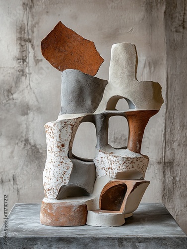 Abstract Dry Clay Set Design with Organic Shapes and Textures