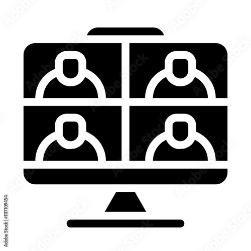 Video Conference Screen Solid Icon