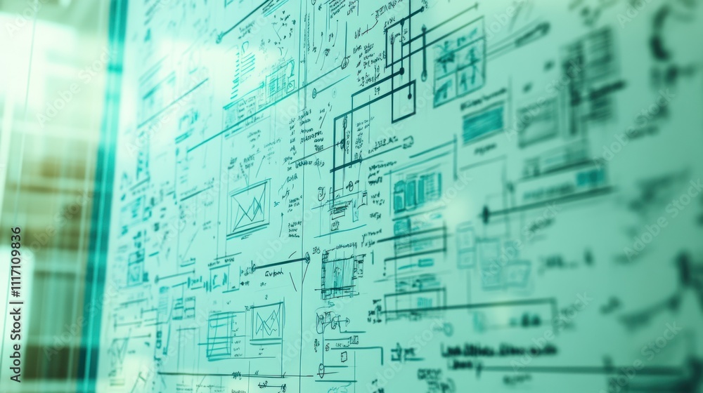 A detailed blueprint or schematic displayed on a glass surface, showcasing design elements. A detailed blueprint or schematic displayed on a glass surface, showcasing design elements.