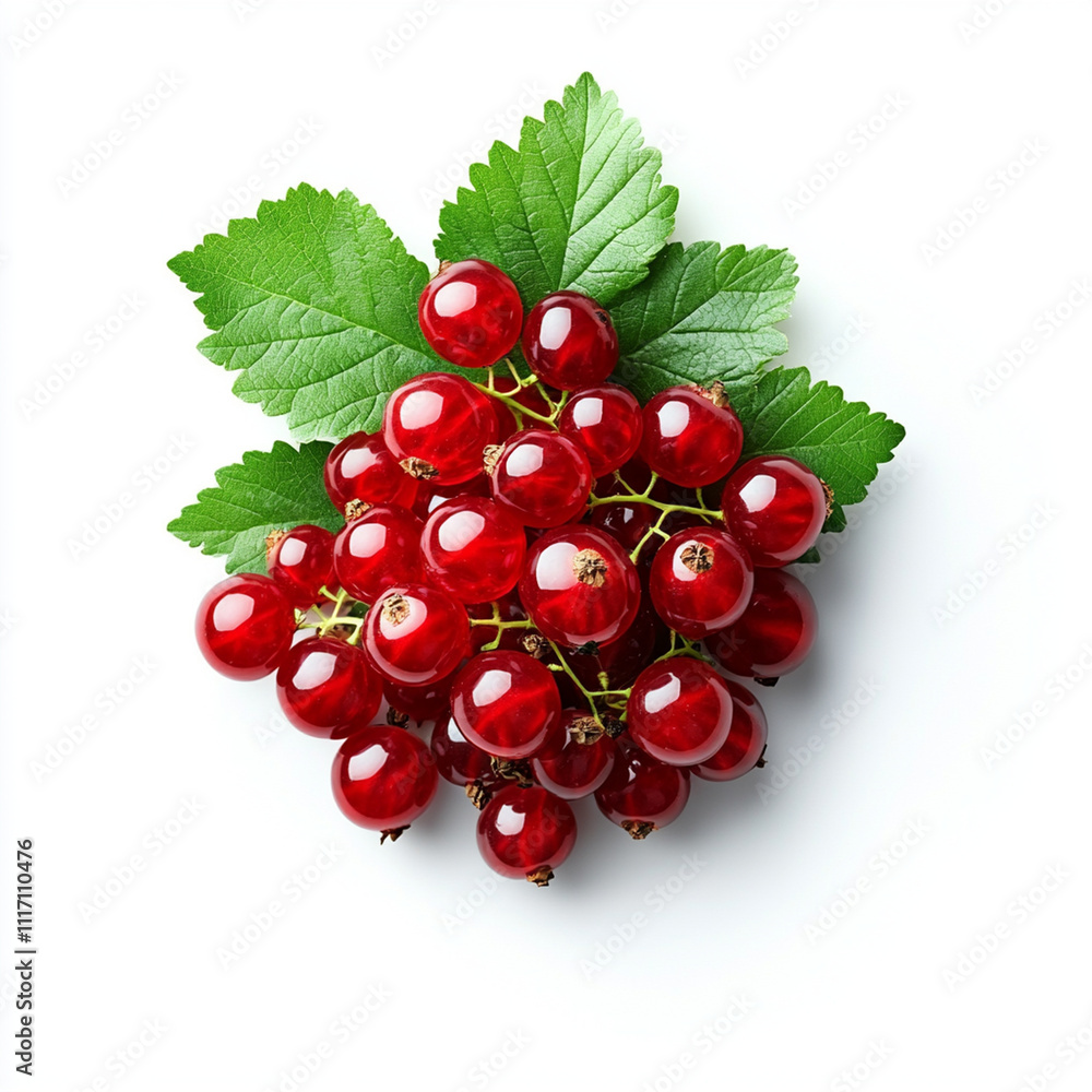 Fresh red currants with vibrant green leaves create delightful and healthy display Fresh red currants with vibrant green leaves create delightful and healthy display